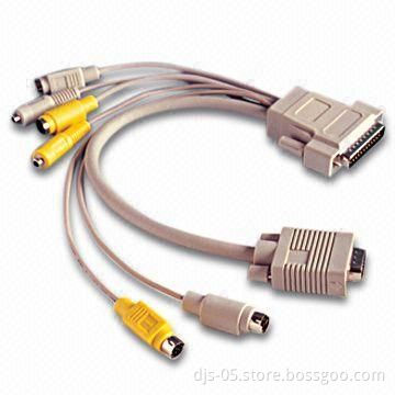 Multimedia Cable: DB25M TO 2 MD6M+2 MD6F+2DC3.5F+HD15m, Customized Lengths are Accepted